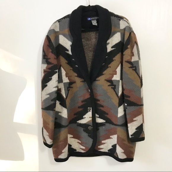 I.B. Diffusion Jackets & Blazers - I.B. Diffusion Vintage 100% Wool Aztec Print Jacket